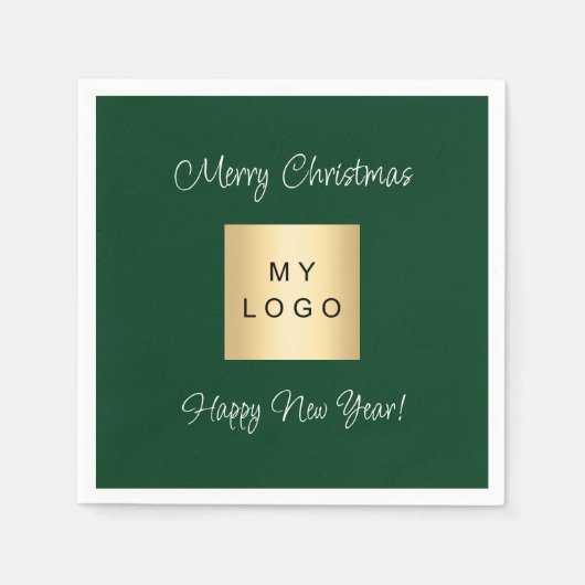 Kerst smaragd groen café bar business logo servet (Voorkant)