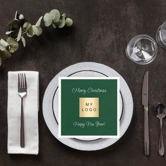 Kerst smaragd groen café bar business logo servet