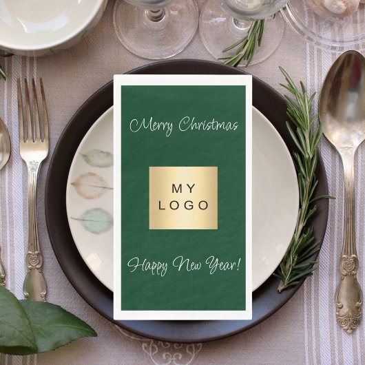 Kerst smaragd groen café bar business logo servet