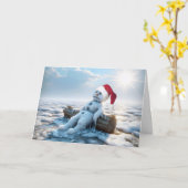 Kerst Smeltende Sneeuwman Humor Kaart (Gele Bloem)