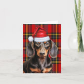 Kerst Smooth teckel en Red Plaid Feestdagen Kaart (Voorkant)