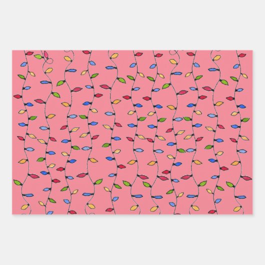 Kerst snaarlichten Waterverf Inpakpapier Vel (Voorkant 3)