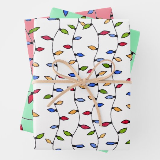 Kerst snaarlichten Waterverf Inpakpapier Vel (In situ)