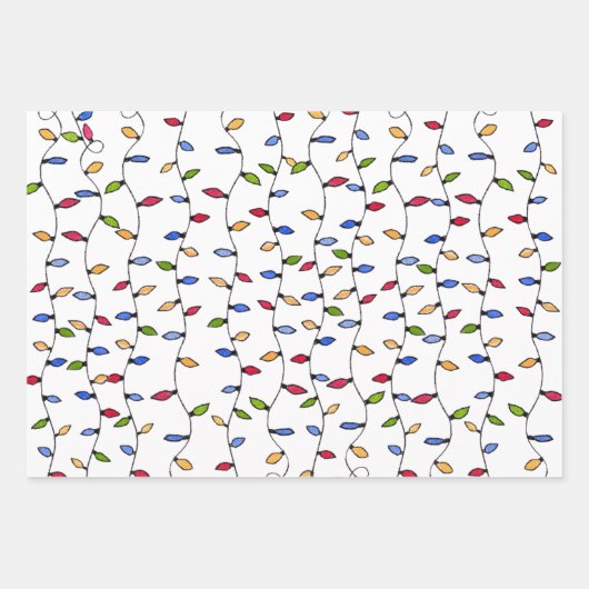 Kerst snaarlichten Waterverf Inpakpapier Vel (Voorkant)