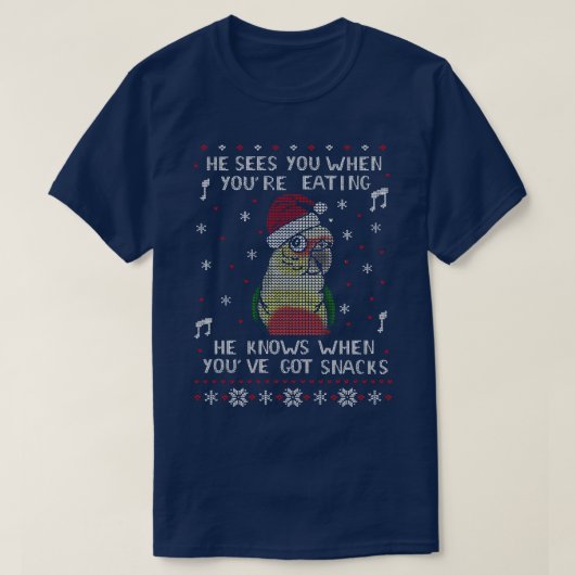 Kerst Snack Mannelijke ananas conure T-shirt (Design voorkant)