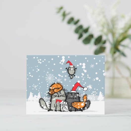 Kerst, sneeuw, cartoon, grappig feestdagenkaart (Staand voorkant)