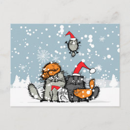 Kerst, sneeuw, cartoon, grappig feestdagenkaart