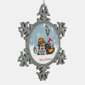 Kerst, sneeuw, cartoon, grappig tin sneeuwvlok ornament (Links)