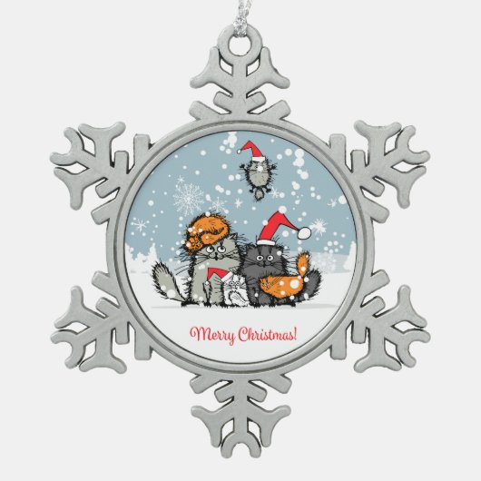 Kerst, sneeuw, cartoon, grappig tin sneeuwvlok ornament (Voorkant)