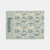 Kerst Sneeuw en Bomen mos groen met naam Fleece Deken (Voorkant (Horizontaal))