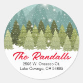 Kerst Sneeuw Envelop Seal Ronde Sticker (Voorkant)