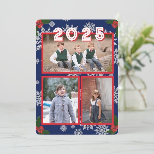 Kerst Sneeuw Foto Kerst Kaart (Staand voorkant)