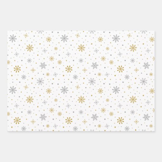 Kerst Sneeuw Vlokken Wrapping Sheet Set van 3 Inpakpapier Vel (Voorkant 3)