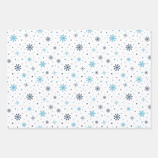 Kerst Sneeuw Vlokken Wrapping Sheet Set van 3 Inpakpapier Vel (Voorkant)