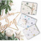 Kerst Sneeuw Vlokken Wrapping Sheet Set van 3 Inpakpapier Vel