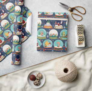 Kerst sneeuw-wereldbol Gnome/Gingerbread House Cadeaupapier