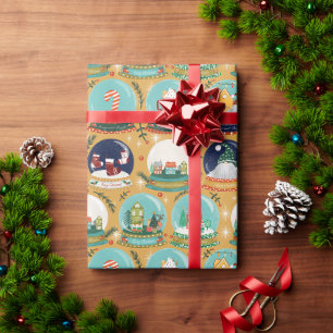Kerst sneeuw-wereldbol Gnome/Gingerbread House// Cadeaupapier