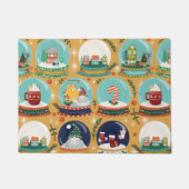 Kerst sneeuw-wereldbol Gnome/Gingerbread House// Deurmat (Voorkant)