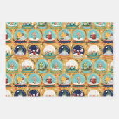 Kerst sneeuw-wereldbol Gnome/Gingerbread House// Inpakpapier Vel (Voorkant 3)