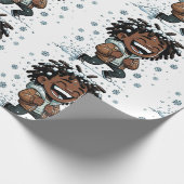 Kerst Sneeuwachtig lachen-kerst inpakpapier (Hoek)