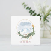 Kerst Sneeuwbedekte bergtop Schilderachtig Feestdagenkaart (Staand voorkant)