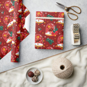 Kerst Sneeuwbol Ballerina Inpakpapier