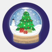 Kerst Sneeuwbol Ronde Sticker (Voorkant)