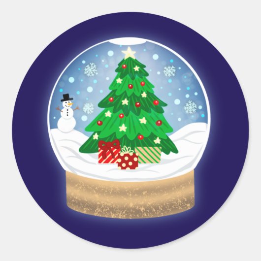 Kerst Sneeuwbol Ronde Sticker (Voorkant)