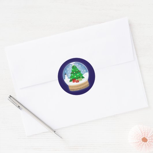 Kerst Sneeuwbol Ronde Sticker (Envelop)