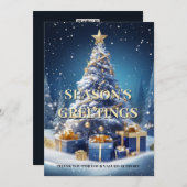 Kerst sneeuwboom blauw wit bedrijf DIY foto Feestdagenkaart (Voorkant / Achterkant)