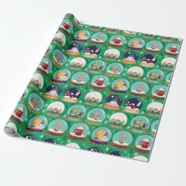 Kerst sneeuwbos-wereldbol//Gnome//Gingerbread Hous Cadeaupapier
