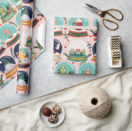 Kerst sneeuwbos-wereldbol//Gnome//Gingerbread Hous Cadeaupapier