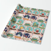 Kerst sneeuwbos-wereldbol//Gnome//Gingerbread Hous Cadeaupapier (Uitgerold)