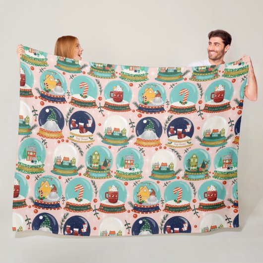 Kerst sneeuwbos-wereldbol//Gnome//Gingerbread Hous Fleece Deken (In situ)