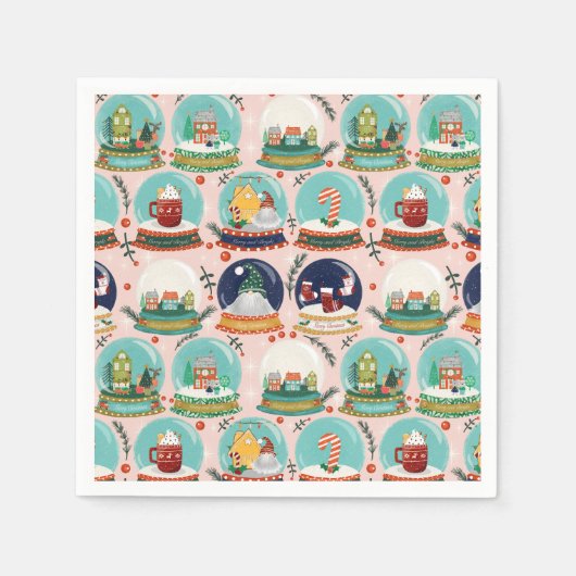 Kerst sneeuwbos-wereldbol//Gnome//Gingerbread Hous Servet (Voorkant)