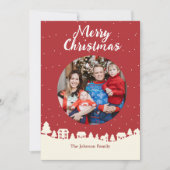 Kerst Sneeuwdorp Custom Photo Feestdagenkaart (Voorkant)