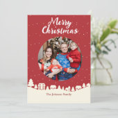 Kerst Sneeuwdorp Custom Photo Feestdagenkaart (Staand voorkant)