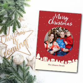 Kerst Sneeuwdorp Custom Photo Feestdagenkaart