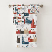 Kerst Sneeuwdorp Gezellig Feestelijk Nostalgisch Bad Handdoek (Insitu)