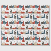 Kerst Sneeuwdorp Gezellig Feestelijk Nostalgisch Cadeaupapier (Vlak)