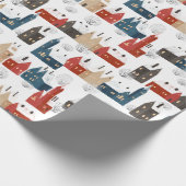 Kerst Sneeuwdorp Gezellig Feestelijk Nostalgisch Cadeaupapier (Hoek)