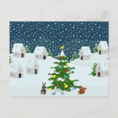 Kerst sneeuwdorp met kerstboom en ani briefkaart (Voorkant)