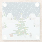 Kerst sneeuwdorp met kerstboom en ani glazen onderzetter (Achterkant)
