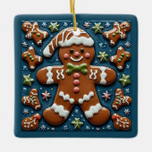 Kerst Sneeuwende Gingerbread Man  Keramisch Ornament (Voorkant)