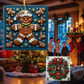 Kerst Sneeuwende Gingerbread Man  Keramisch Ornament