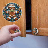 Kerst Sneeuwende Gingerbread Man Keramische Knop