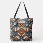 Kerst Sneeuwende Gingerbread Man Tote Bag (Achterkant)