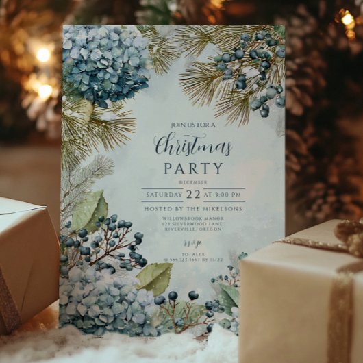 Kerst Sneeuwige Pijnboom Hydrangea Kaart