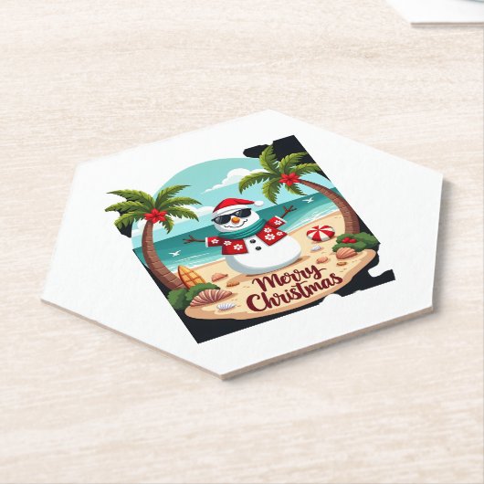 Kerst Sneeuwman (2) Kartonnen Onderzetters (Schuin)