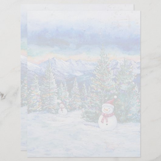 Kerst Sneeuwman - 8,5" x 11" Papier (Voorkant / Achterkant)